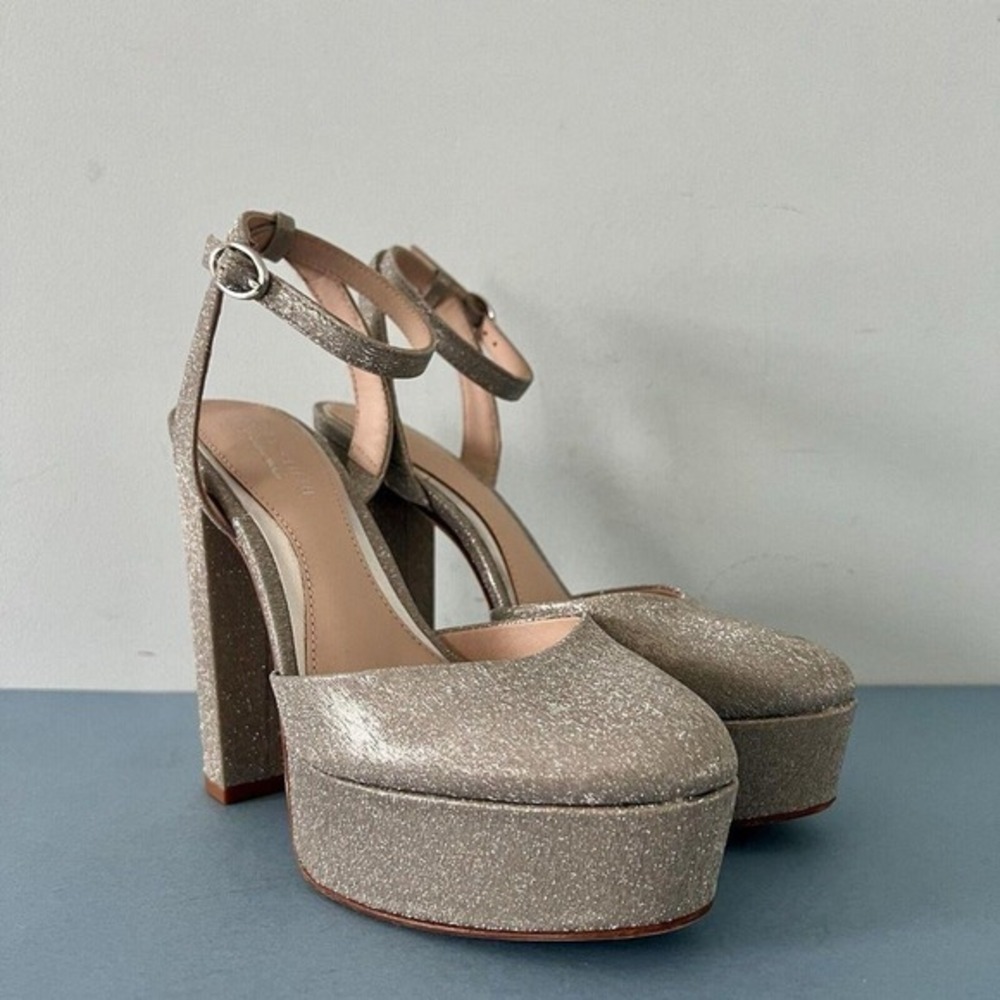 Antonio Melani x Born on Fifth Liv Heels Metallic Glitter Platform Pumps Size 6 - Picture 2 of 8